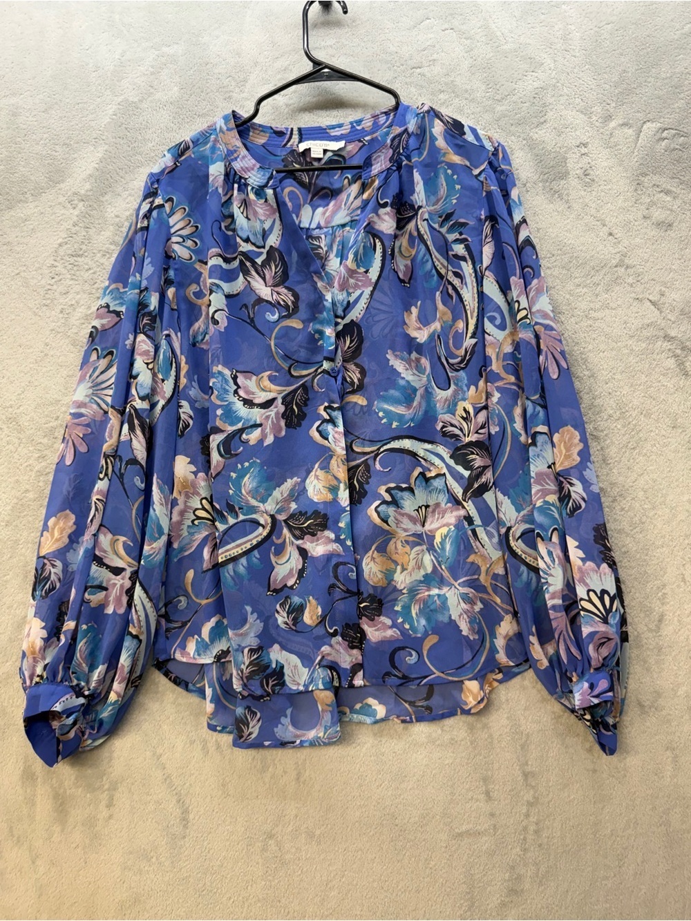 Chico's Purple-Blue Floral Georgette Blouse Size 20 Top - Picture 7 of 8